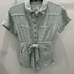 BDG Devon Linen Tie-Waist Romper